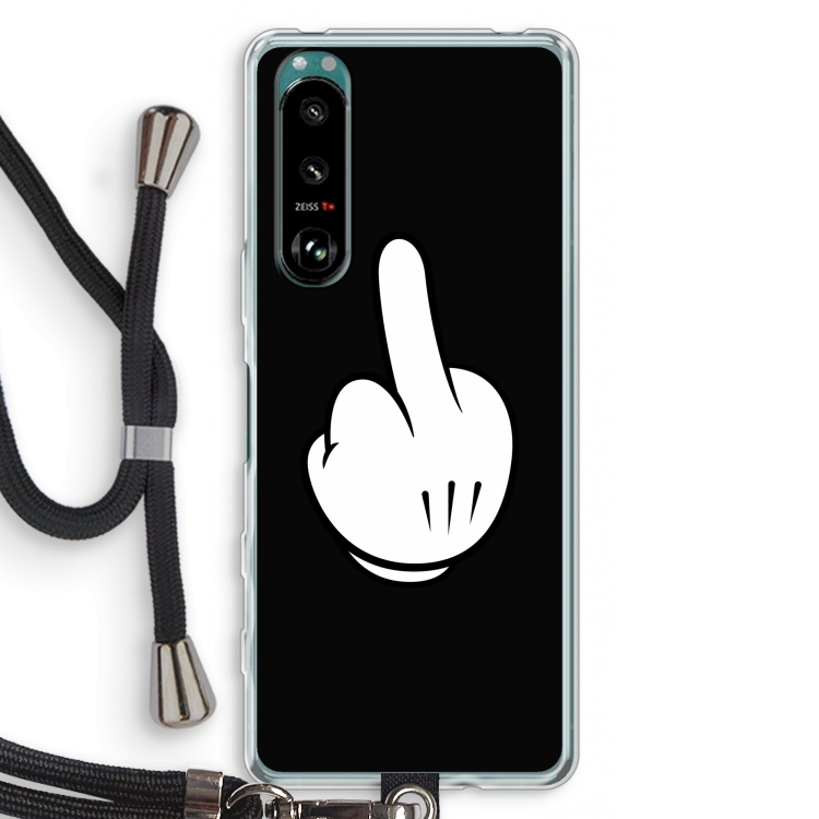Middle finger black: Sony Xperia 5 III Transparant Hoesje met koord