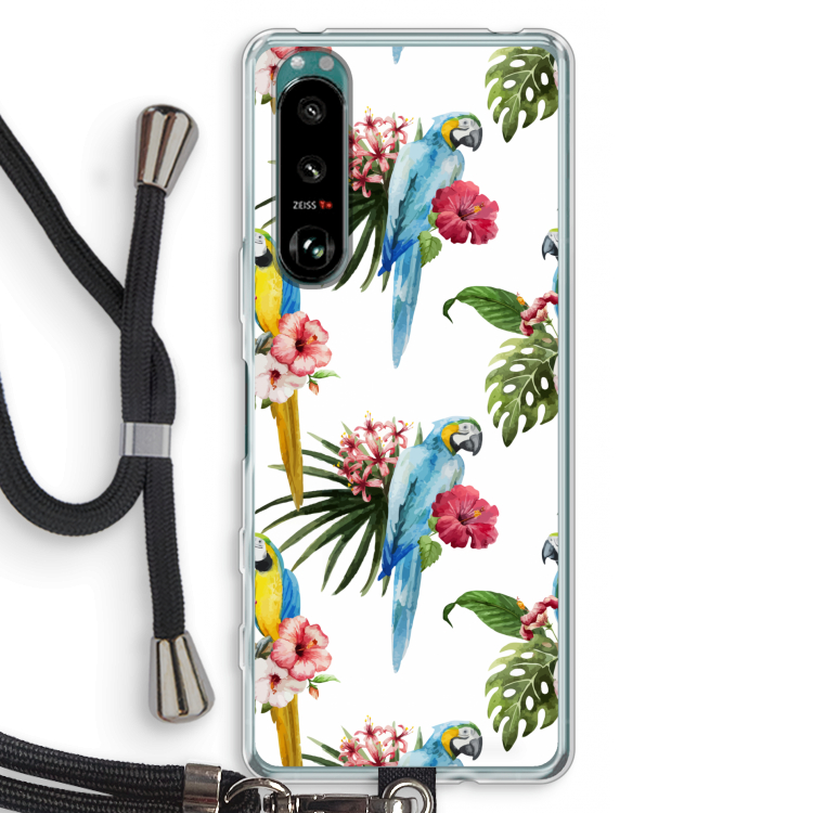 Kleurrijke papegaaien: Sony Xperia 5 III Transparant Hoesje met koord