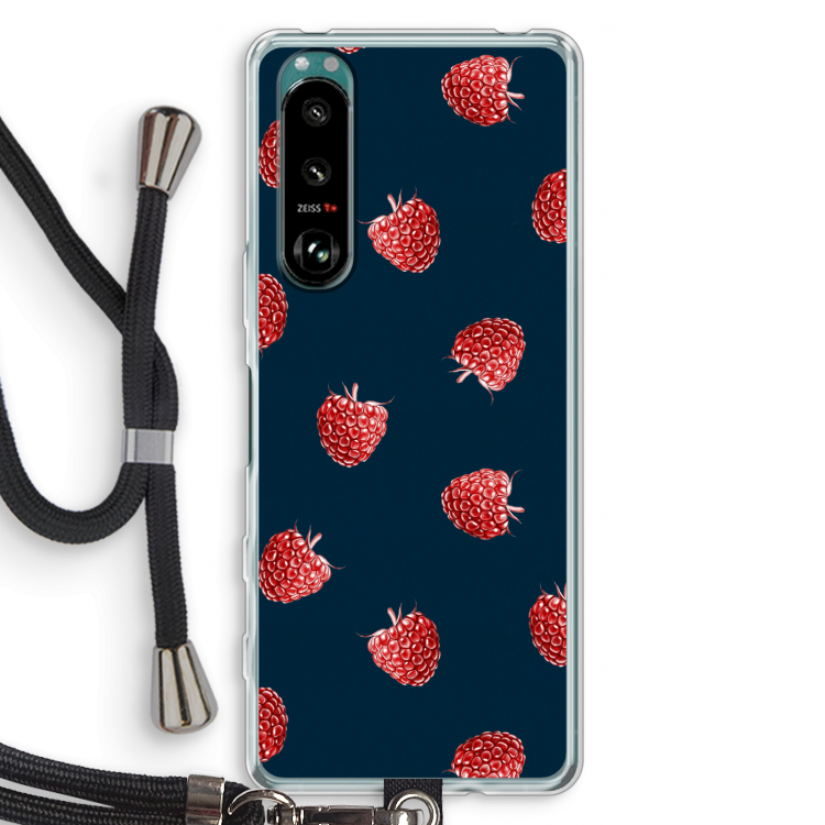 Framboosjes: Sony Xperia 5 III Transparant Hoesje met koord
