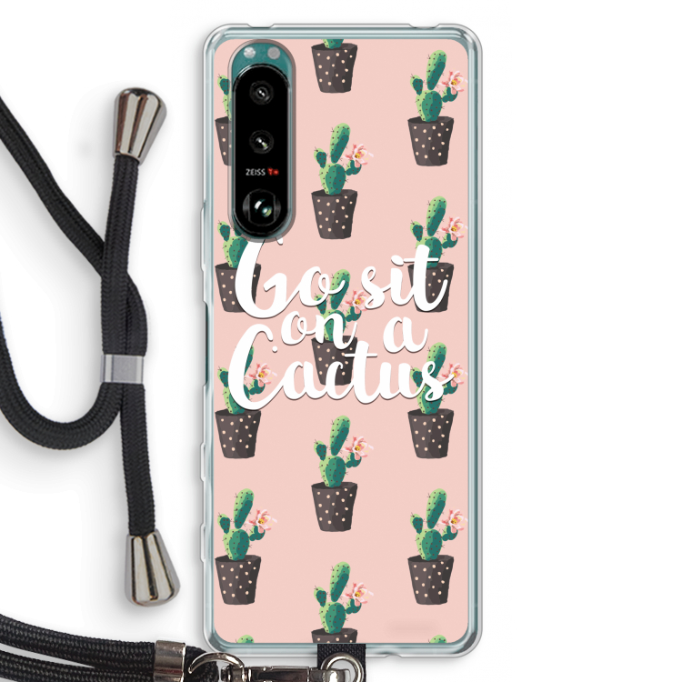 Cactus quote: Sony Xperia 5 III Transparant Hoesje met koord