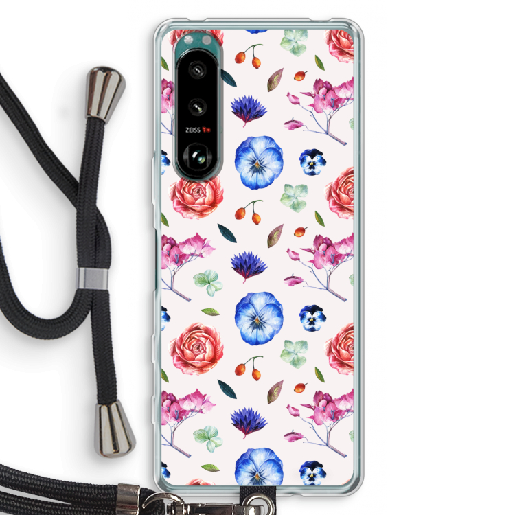 Bloemetjes: Sony Xperia 5 III Transparant Hoesje met koord
