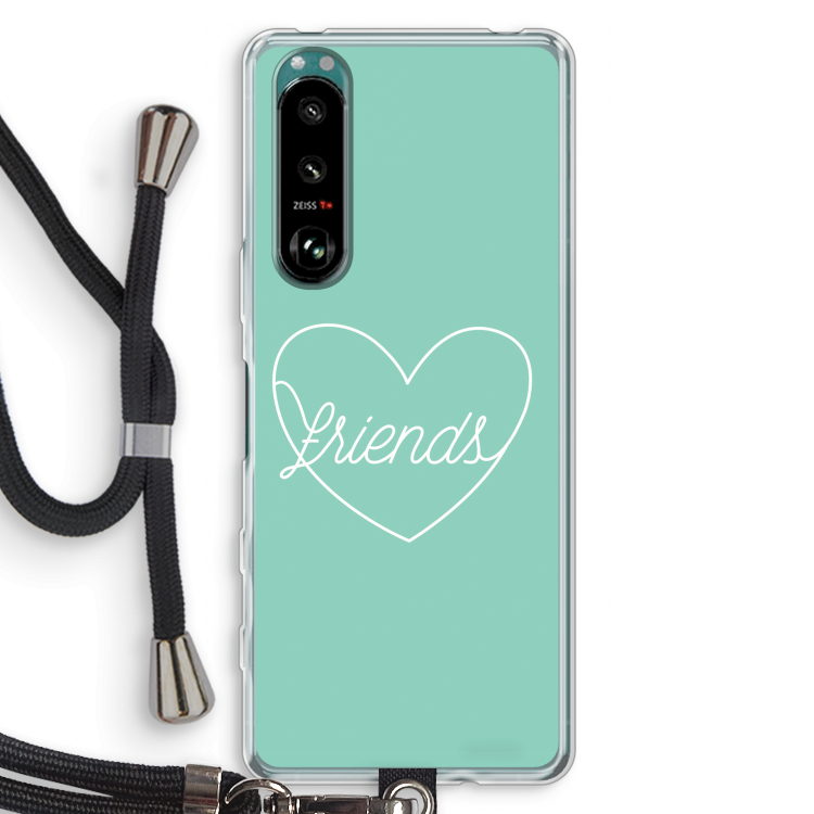 Friends heart pastel: Sony Xperia 5 III Transparant Hoesje met koord