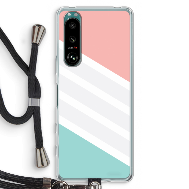 Strepen pastel: Sony Xperia 5 III Transparant Hoesje met koord