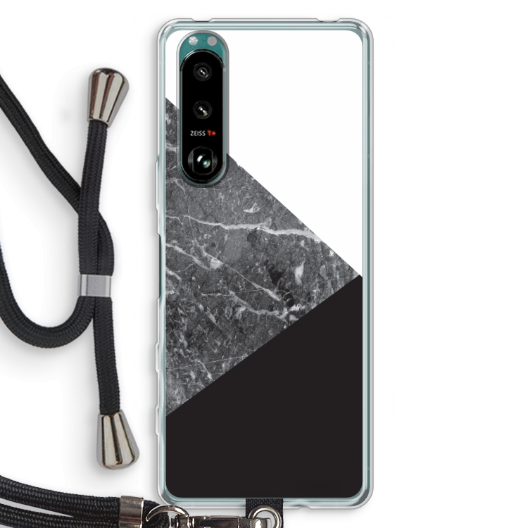Combinatie marmer: Sony Xperia 5 III Transparant Hoesje met koord
