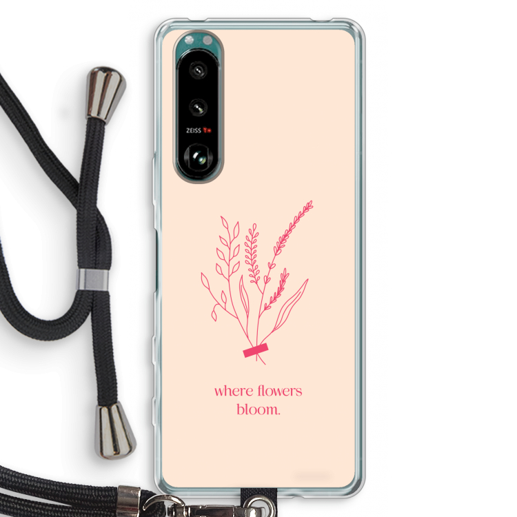 Where flowers bloom: Sony Xperia 5 III Transparant Hoesje met koord