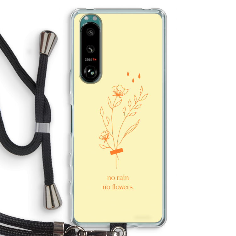 No rain no flowers: Sony Xperia 5 III Transparant Hoesje met koord