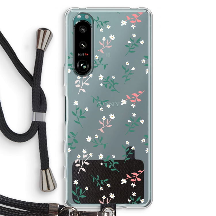 Small white flowers: Sony Xperia 5 III Transparant Hoesje met koord