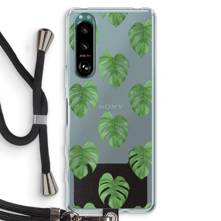 Monstera leaves: Sony Xperia 5 III Transparant Hoesje met koord