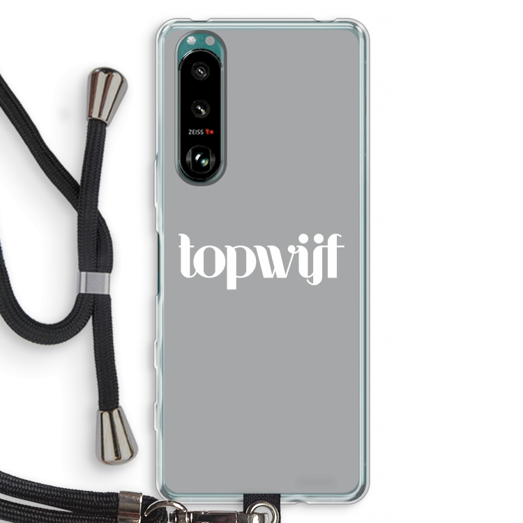 Topwijf Grijs Wit: Sony Xperia 5 III Transparant Hoesje met koord