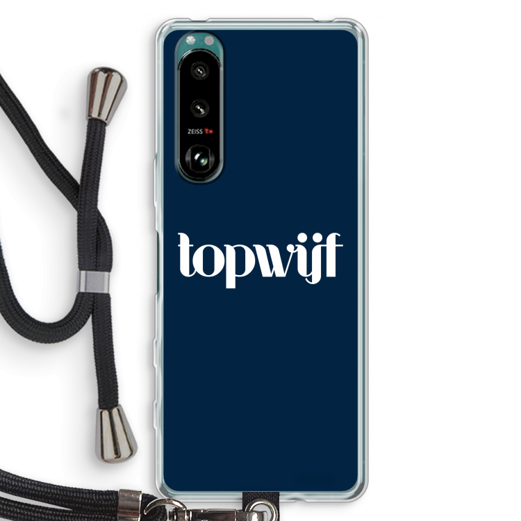 Topwijf Navy: Sony Xperia 5 III Transparant Hoesje met koord