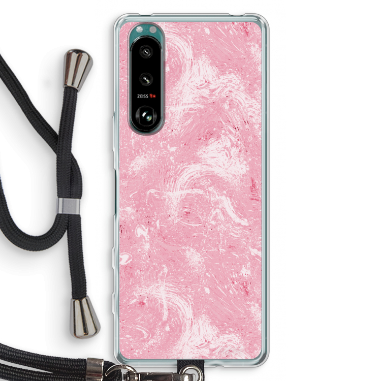 Abstract Painting Pink: Sony Xperia 5 III Transparant Hoesje met koord