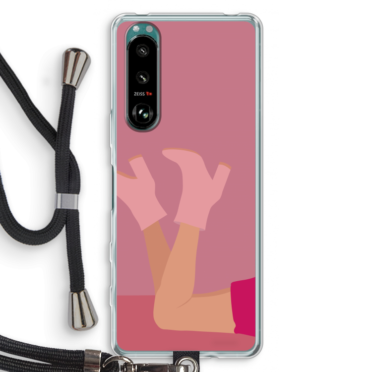 Pink boots: Sony Xperia 5 III Transparant Hoesje met koord