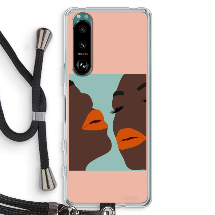 Orange lips: Sony Xperia 5 III Transparant Hoesje met koord