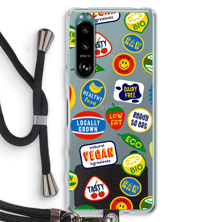Fruitsticker: Sony Xperia 5 III Transparant Hoesje met koord