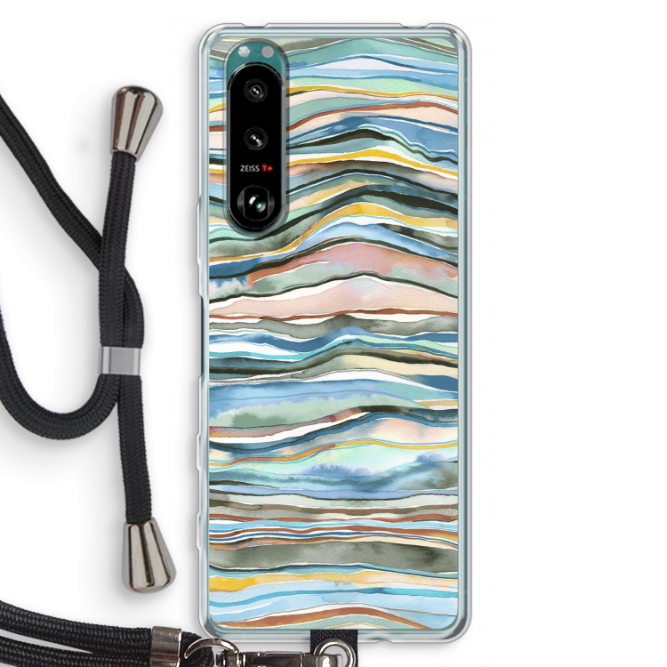 Watercolor Agate: Sony Xperia 5 III Transparant Hoesje met koord