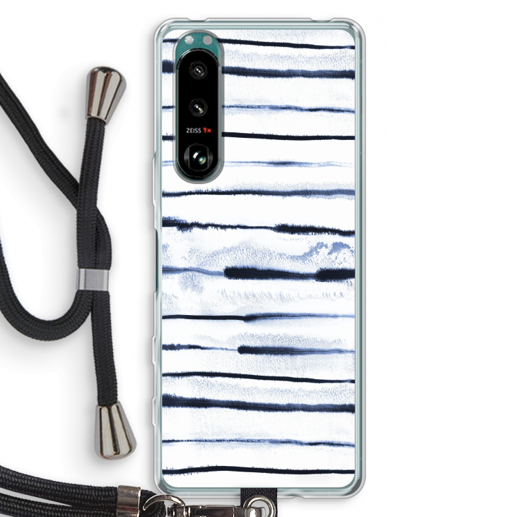 Ink Stripes: Sony Xperia 5 III Transparant Hoesje met koord