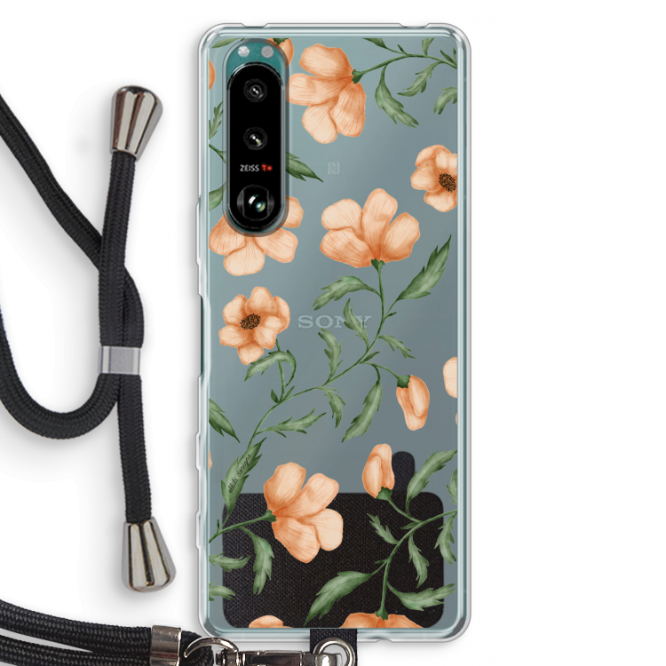 Peachy flowers: Sony Xperia 5 III Transparant Hoesje met koord