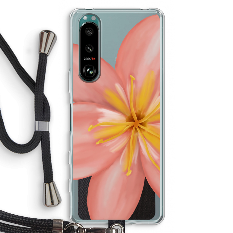 Pink Ellila Flower: Sony Xperia 5 III Transparant Hoesje met koord
