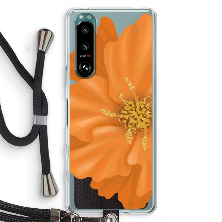 Orange Ellila flower: Sony Xperia 5 III Transparant Hoesje met koord
