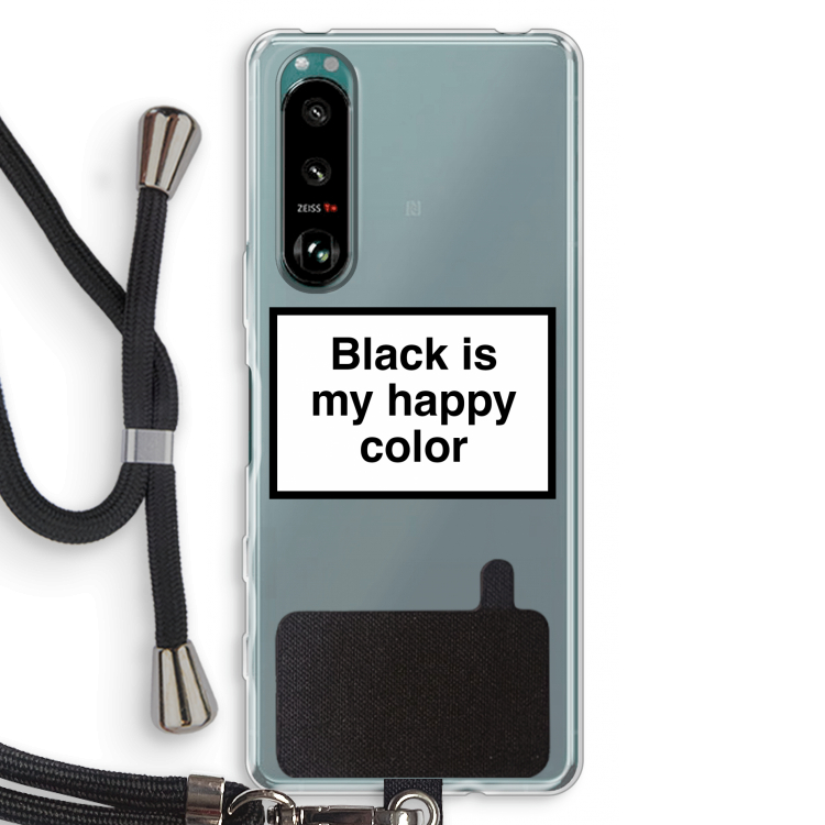 Black is my happy color: Sony Xperia 5 III Transparant Hoesje met koord