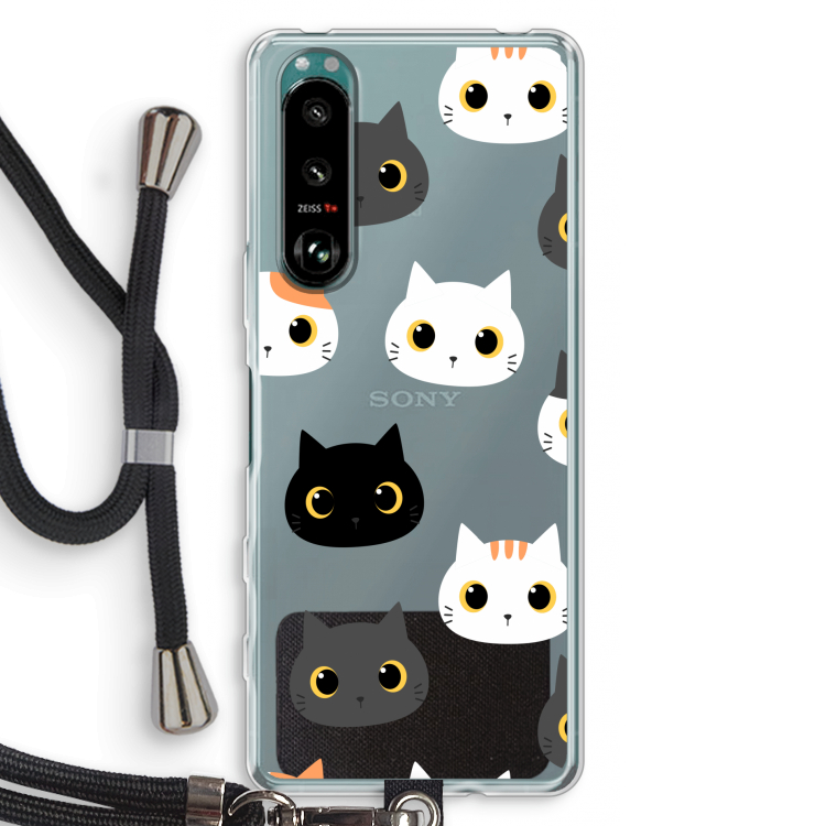 Katten: Sony Xperia 5 III Transparant Hoesje met koord