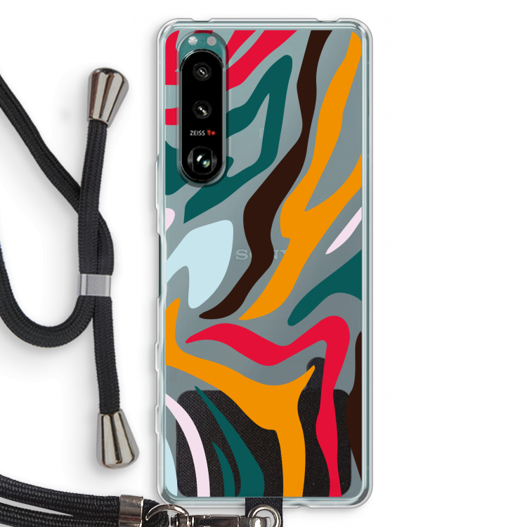 Colored Zebra: Sony Xperia 5 III Transparant Hoesje met koord