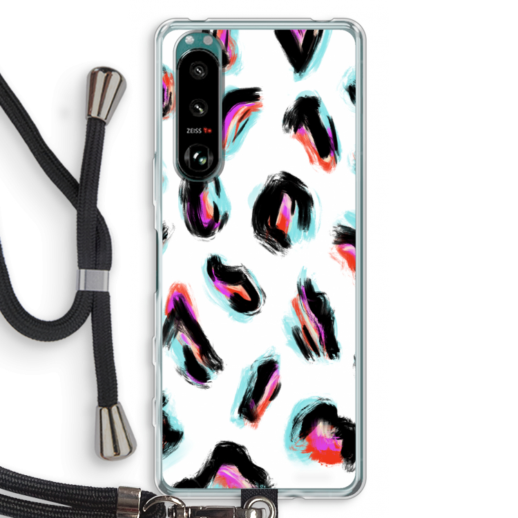 Cheetah color: Sony Xperia 5 III Transparant Hoesje met koord
