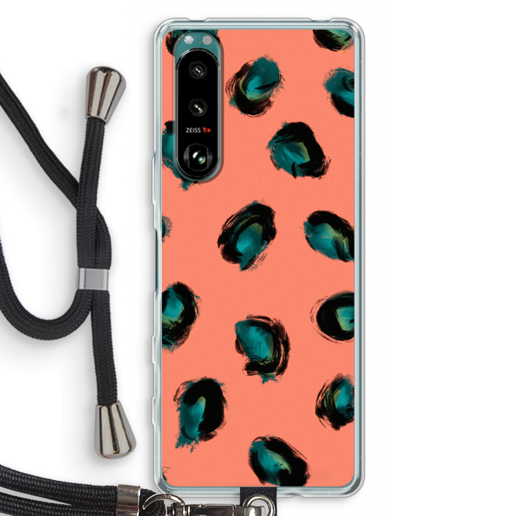 Pink Cheetah: Sony Xperia 5 III Transparant Hoesje met koord