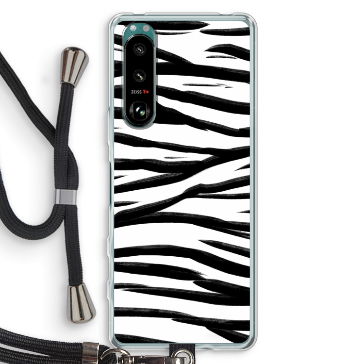 Zebra pattern: Sony Xperia 5 III Transparant Hoesje met koord
