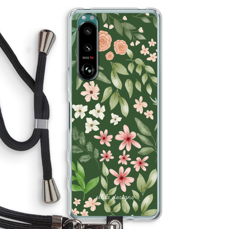Botanical green sweet flower heaven: Sony Xperia 5 III Transparant Hoesje met koord