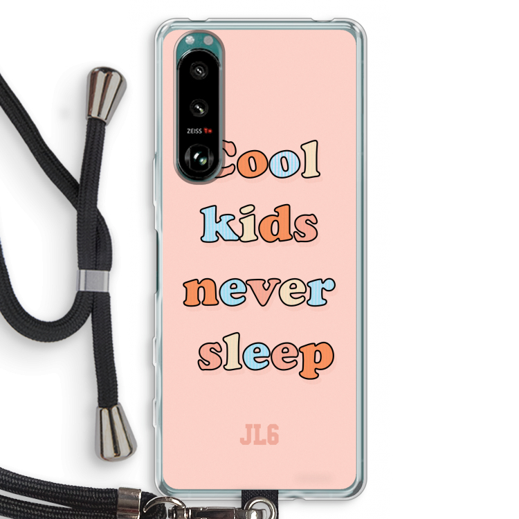 Cool Kids Never Sleep: Sony Xperia 5 III Transparant Hoesje met koord