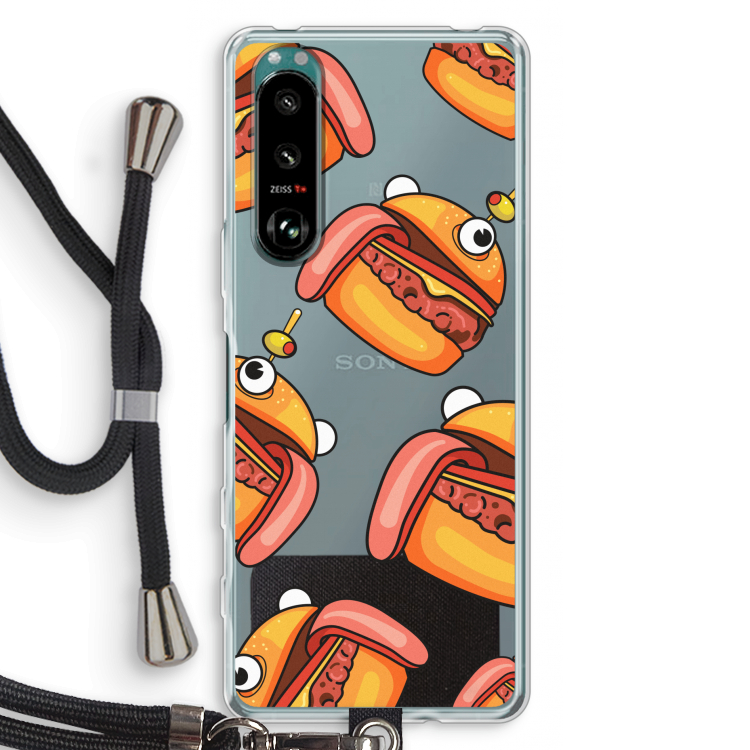 Hamburger: Sony Xperia 5 III Transparant Hoesje met koord