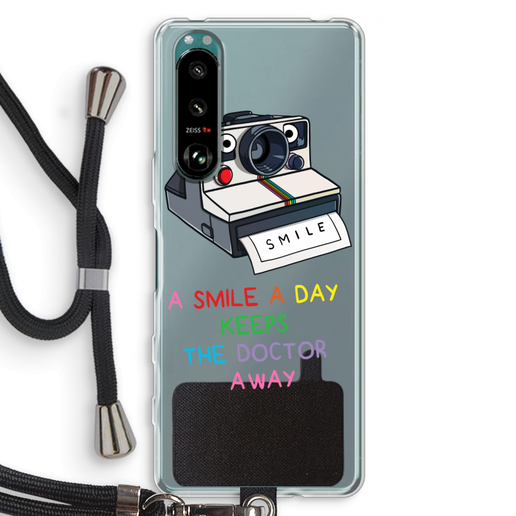 Smile: Sony Xperia 5 III Transparant Hoesje met koord