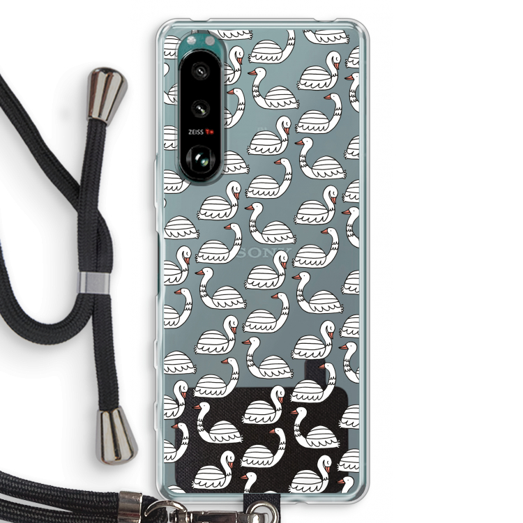Zwanen: Sony Xperia 5 III Transparant Hoesje met koord