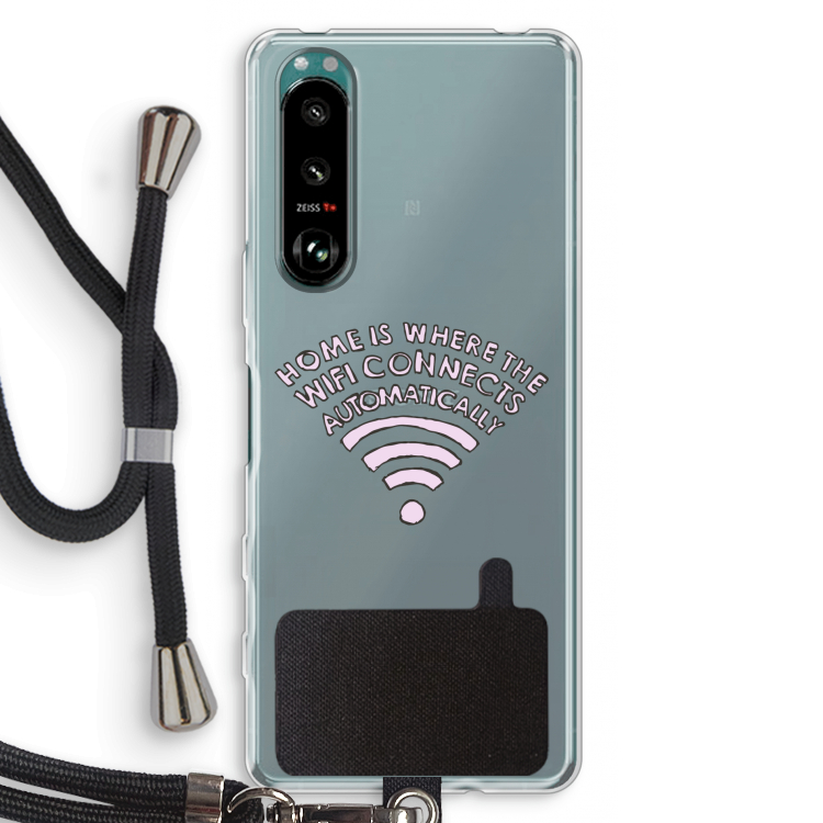 Home Is Where The Wifi Is: Sony Xperia 5 III Transparant Hoesje met koord