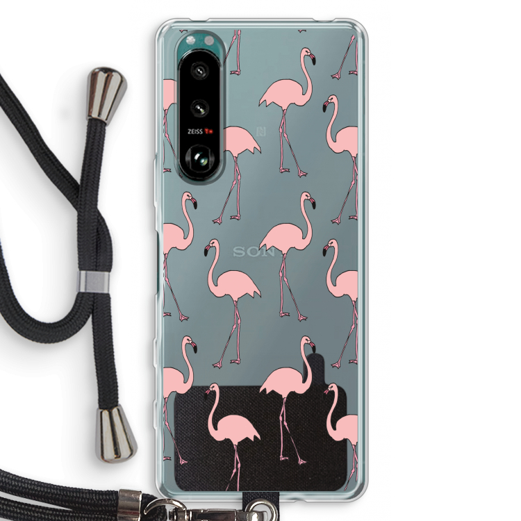 Anything Flamingoes: Sony Xperia 5 III Transparant Hoesje met koord