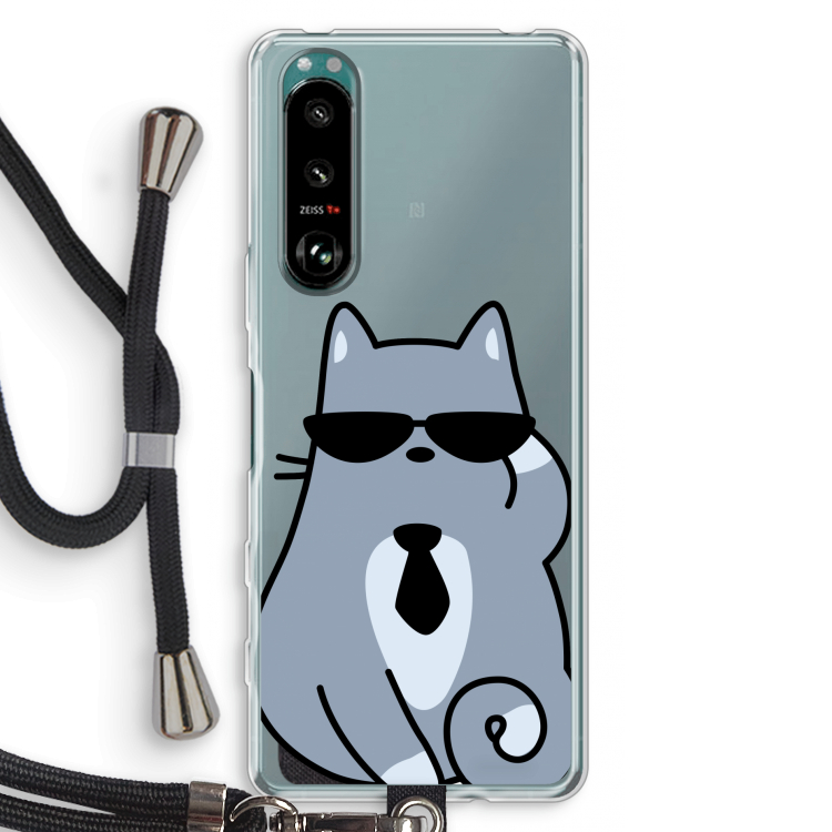 Cool cat: Sony Xperia 5 III Transparant Hoesje met koord