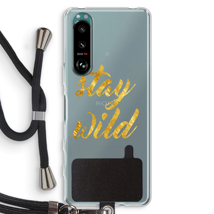 Stay wild: Sony Xperia 5 III Transparant Hoesje met koord
