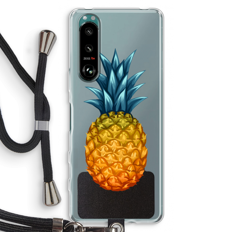 Grote ananas: Sony Xperia 5 III Transparant Hoesje met koord