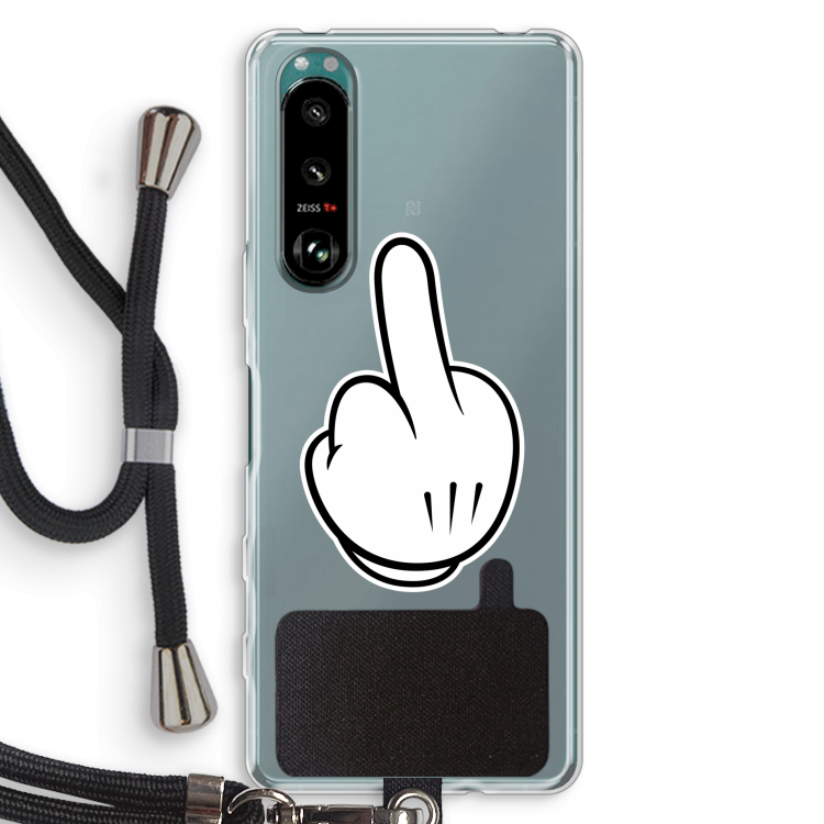 Middle finger white: Sony Xperia 5 III Transparant Hoesje met koord