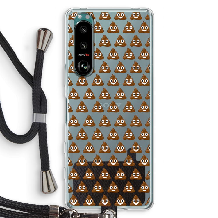Poop emoji: Sony Xperia 5 III Transparant Hoesje met koord