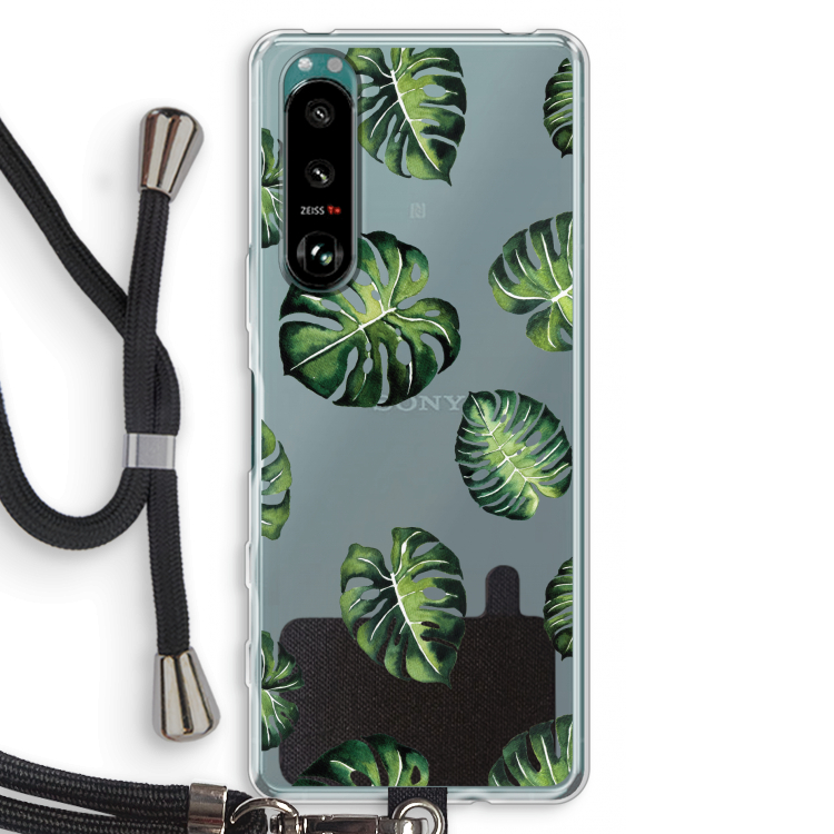 Tropische bladeren: Sony Xperia 5 III Transparant Hoesje met koord