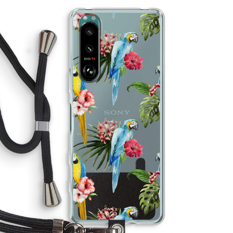 Kleurrijke papegaaien: Sony Xperia 5 III Transparant Hoesje met koord