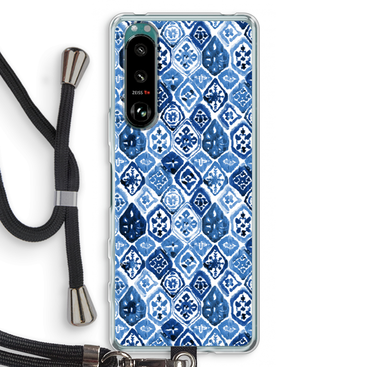 Blauw motief: Sony Xperia 5 III Transparant Hoesje met koord