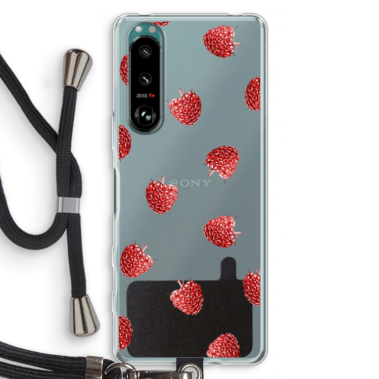 Framboosjes: Sony Xperia 5 III Transparant Hoesje met koord