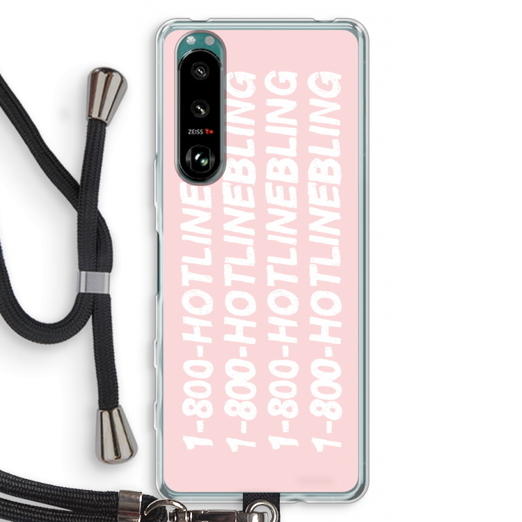 Hotline bling pink: Sony Xperia 5 III Transparant Hoesje met koord