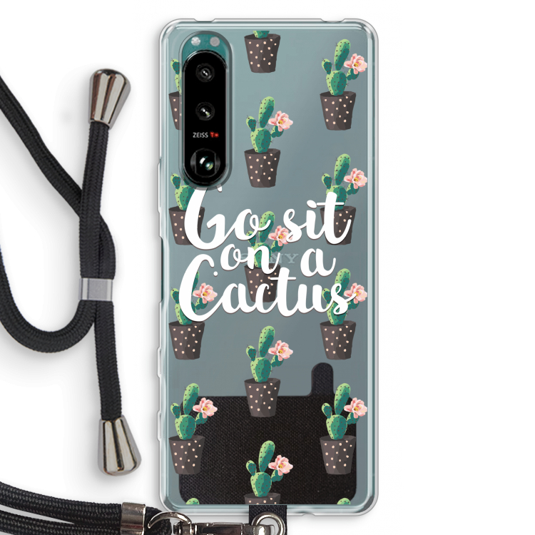 Cactus quote: Sony Xperia 5 III Transparant Hoesje met koord