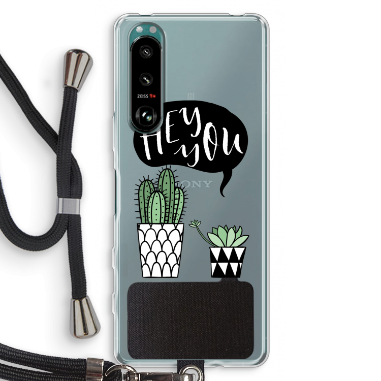 Hey you cactus: Sony Xperia 5 III Transparant Hoesje met koord