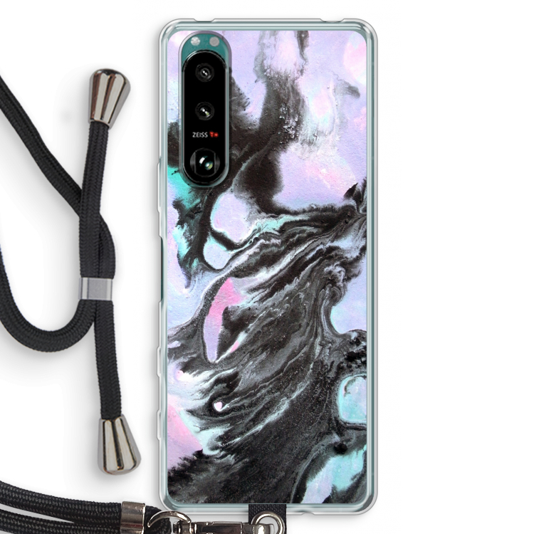 Pastel zwart: Sony Xperia 5 III Transparant Hoesje met koord