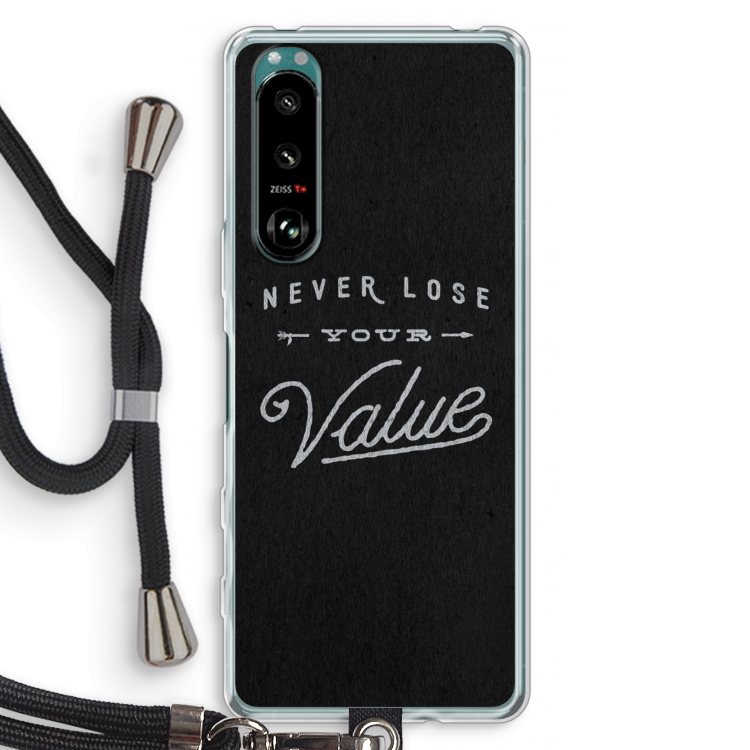 Never lose your value: Sony Xperia 5 III Transparant Hoesje met koord